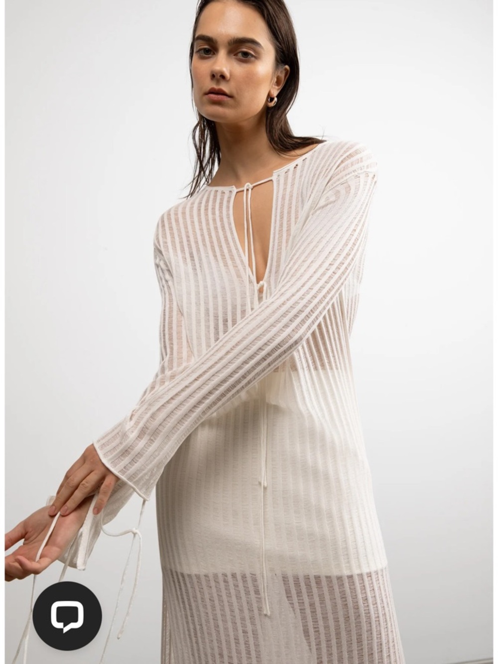 Oak + Fort Sheer Rib Knit Maxi Dress Beach Cover-Up